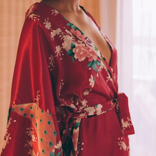 Floral rayon kimono - floral, bademantel